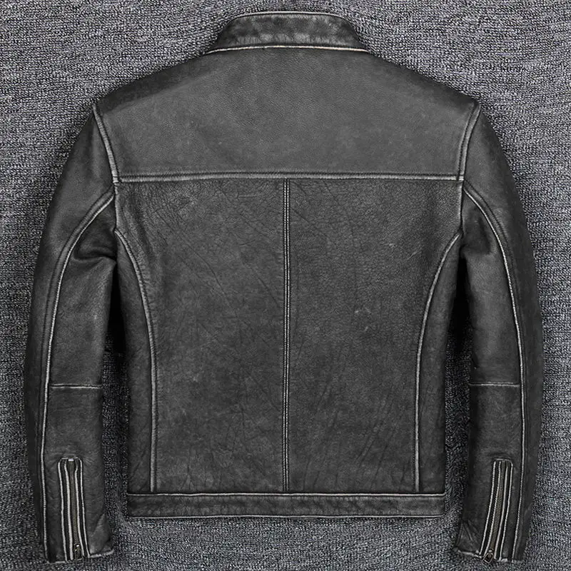Мужская короткая куртка из натуральной телячьей кожи на осень/зиму | одежда