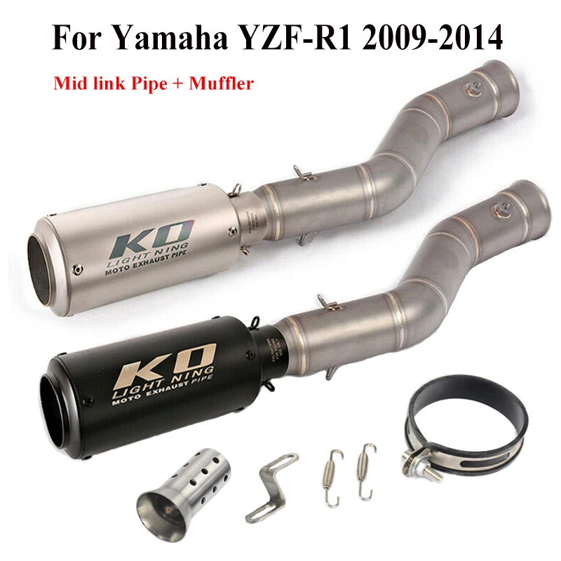 

YZF R1 Motorcycle Exhaust Whole Set Pipe For Yamaha R1 2009-2014 Mid Connect Link Pipe Muffler Tips with DB Killer Slip On Refit