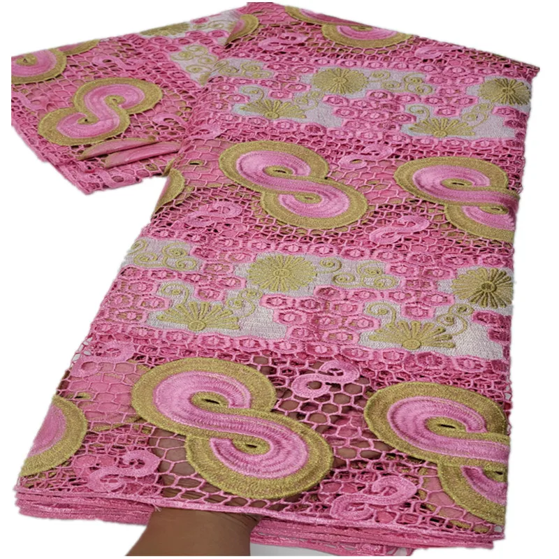 

Fashion African Guipure Net Cord Lace Fabric Nigerian Water Soluble Cord Lace Fabric For Party Material HL-145