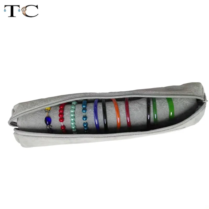 Сумка на молнии для ювелирных изделий серая бархатная коробка хранения часов