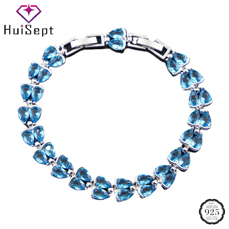 

HuiSept Women Bracelet 925 Silver Jewelry with Zircon Gemstone for Wedding Engagement Birthday Bridal Party Ornaments Wholesale