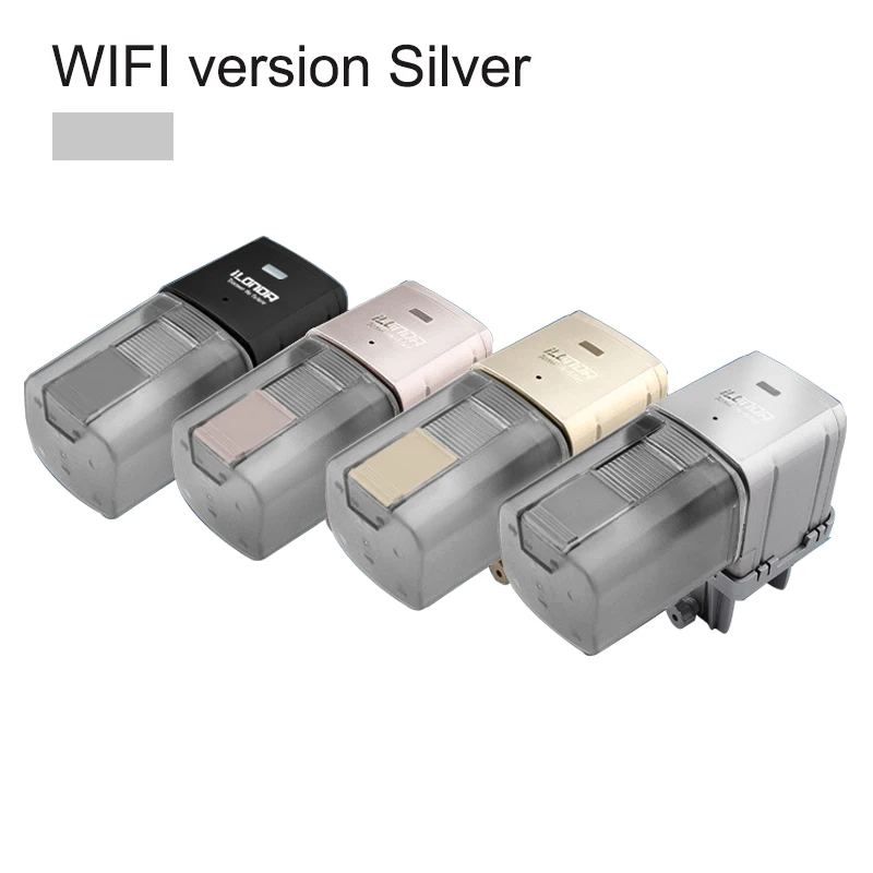 WiFi Silver Автоматическая аквариумная кормушка SUNSUN с дистанционным управлением, беспроводной Wi-Fi, автоматический таймер, кормушка для рыб, аквариумные аксессуары, 170 мл - Цвет: WiFi Silver