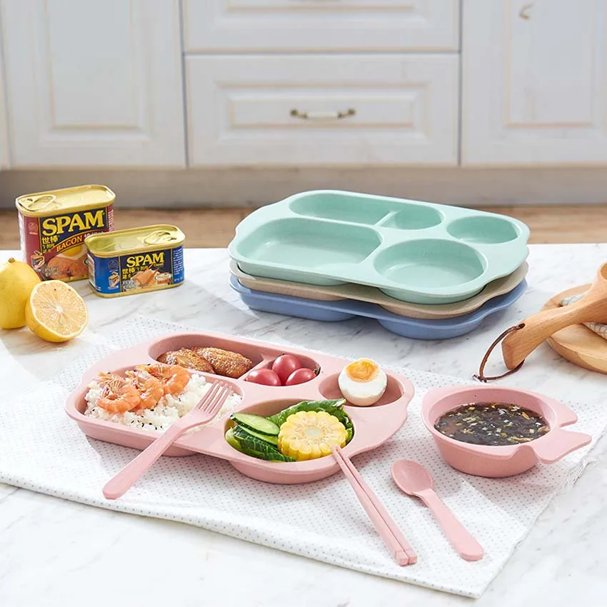 4 шт./компл. Детские чаша + ложка Вилка питания Еда посуда Носки с рисунком медведя