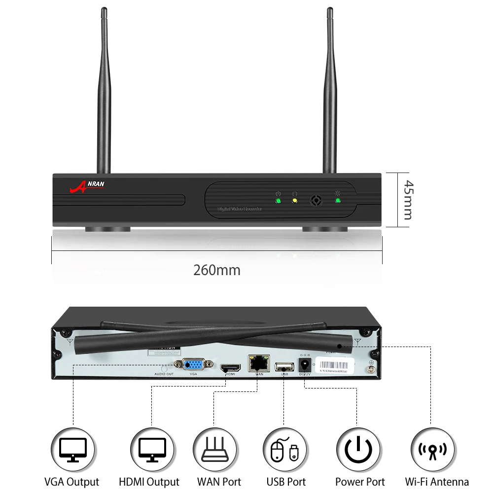 Продажа Четырехканальный или 8-канальный беспроводной сетевой видеорегистратор ANRAN для Wi-Fi камер ANRAN, сетевой видеорегистратор 1080P