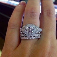 new womens ring three layer round band cut jewelry white ring wedding jewelry