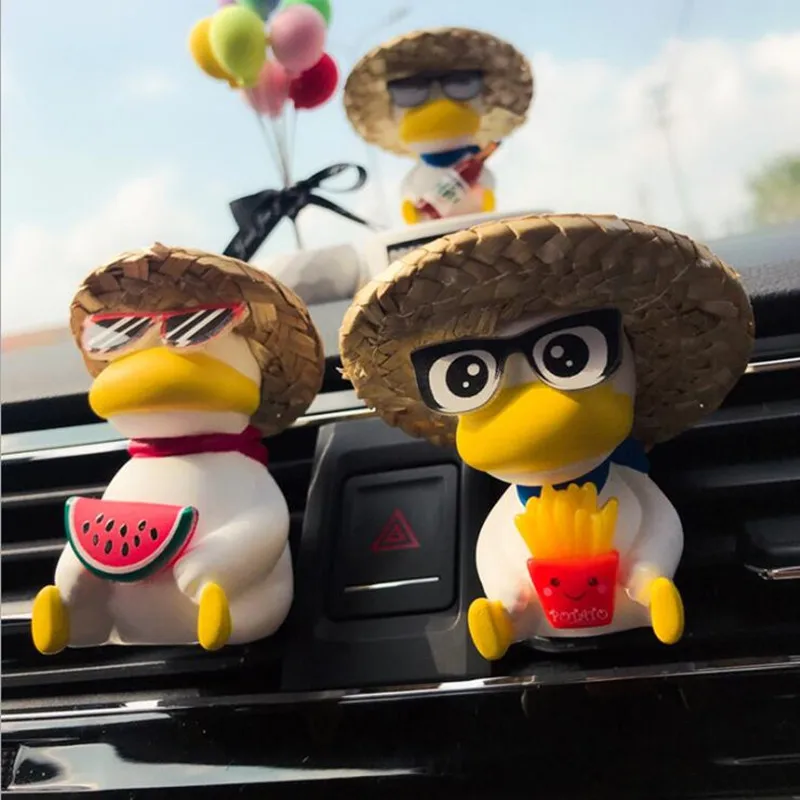 

Mango Duck Car Air Outlet Small Ornament Female Cute Diffused Stone plaster Hooded Car Aroma Ornament Air Outlet Clip Freshener