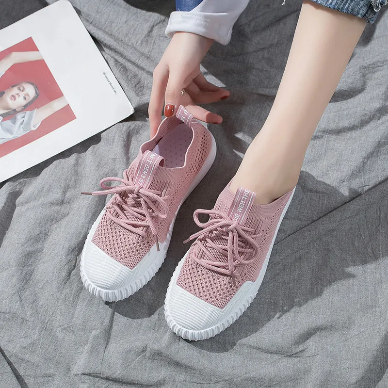 

2020 New Spring Mesh Woman Sock Shoes Soft Sneakers Breathable Light Casual Femme Tenis Footwear Walking Ladies W31-20