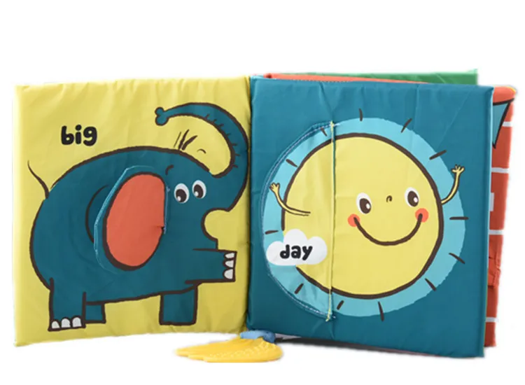 

Baby Cloth Book Elephant Opposites Do Not Tear Bad Book Baby Infant Teether Toys Rattles Animal Books