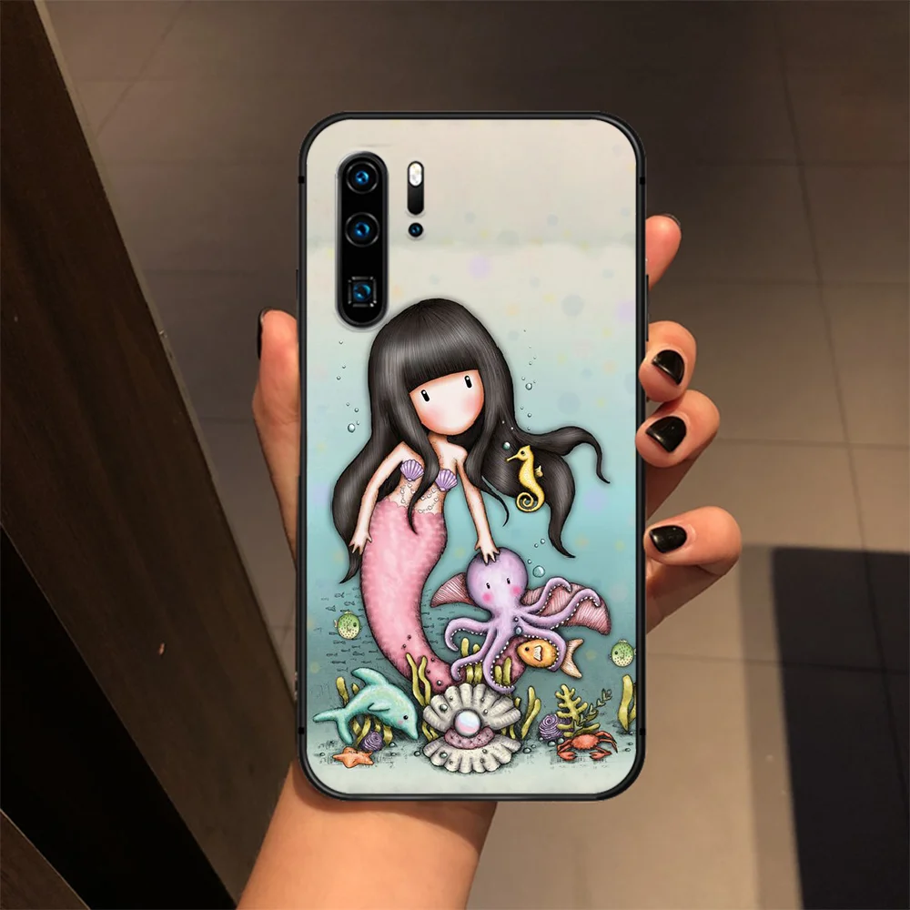 

Cartoon Santoro Gorjuss girl Phone Case Cover Hull For Huawei P8 P9 P10 P20 P30 P40 Lite Pro Plus smart Z 2019 black hoesjes