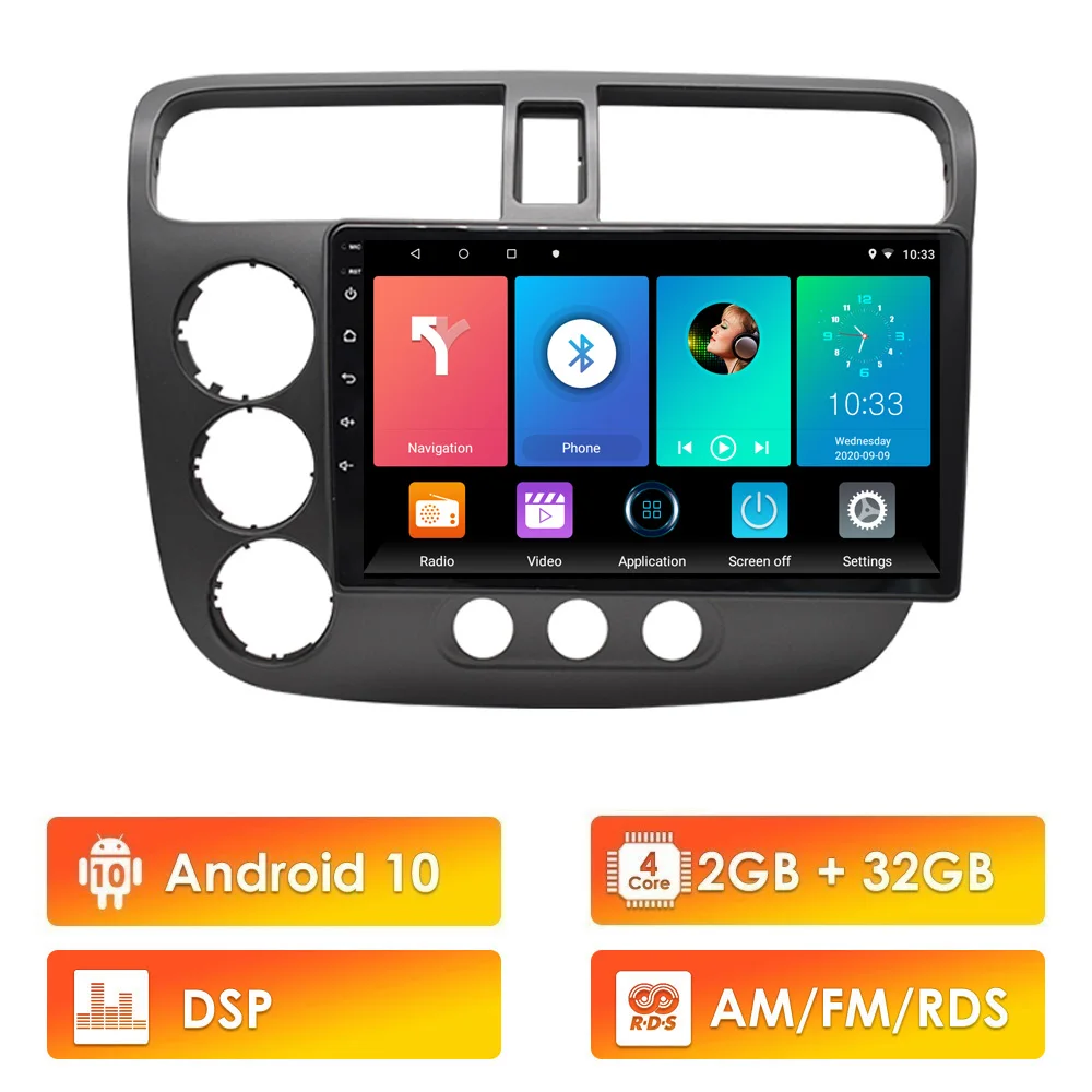 

Eastereggs For Honda Civic 2000-2006 Android 10 RDS DSP Car Radio Multimedia Player Navigation GPS 2 din autoradio Head Unit