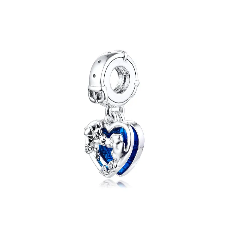 Christmas New Lady Heart Charms for Jewelry Making Color Enamel Bracelets Valentine Day Pet Dogs Pendant Silver 925 | Украшения и