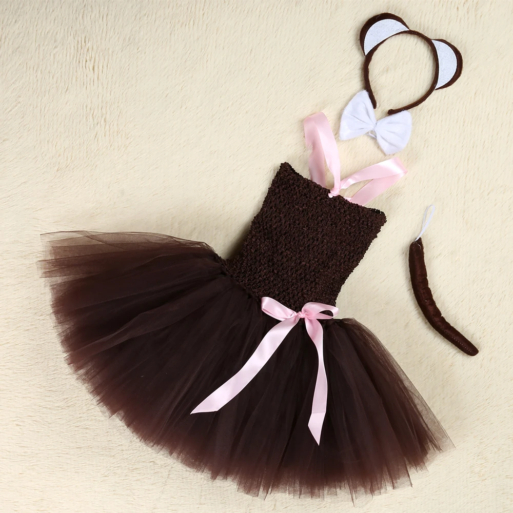 Набор с платьем-пачкой пандой медведем черно-белым милым животным детский