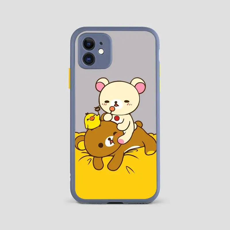 Симпатичный чехол rilakkuma для телефона iPhone X XR XS 7 8 Plus 11 12 pro MAX прозрачный матовый