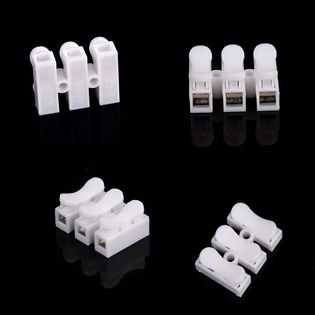 

10Pcs/set 3pin Spring Cable Clip Self Lock Press Push Quick 3P Wire Clip Connector Wiring Terminal For Car Led Strip Lamp