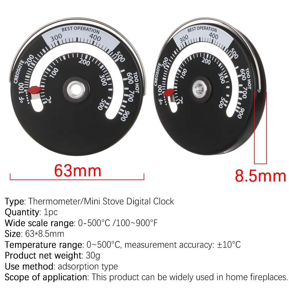 1 шт. Магнитный термометр для печи алюминиевый камина домашней плиты вентилятор