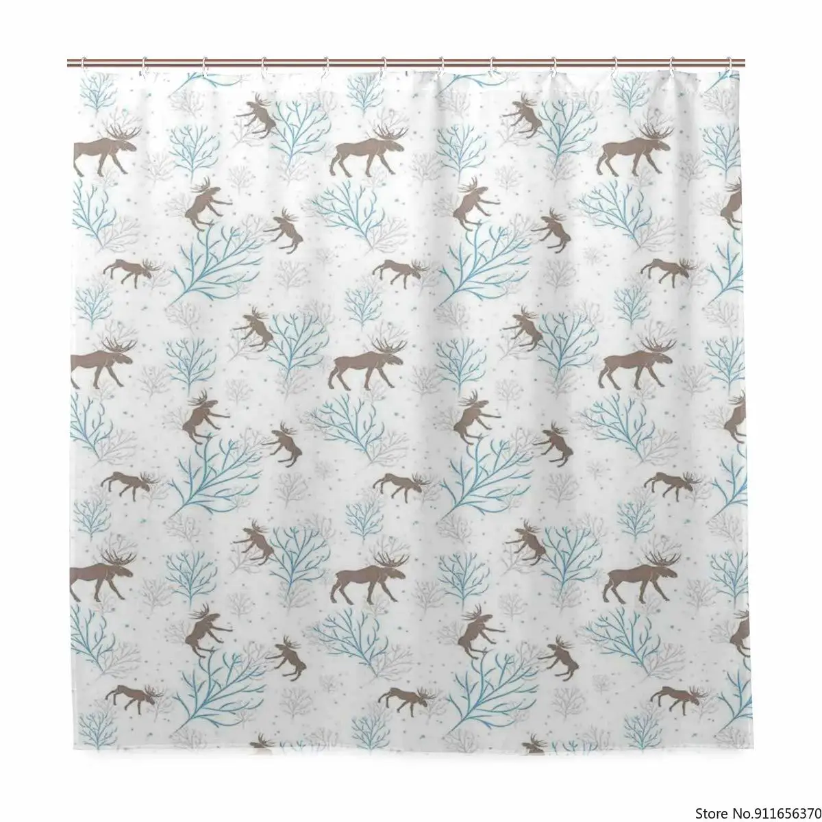 Уникальная душевая занавеска С лосями Декор Зимний лес ретро иллюстрация олень и