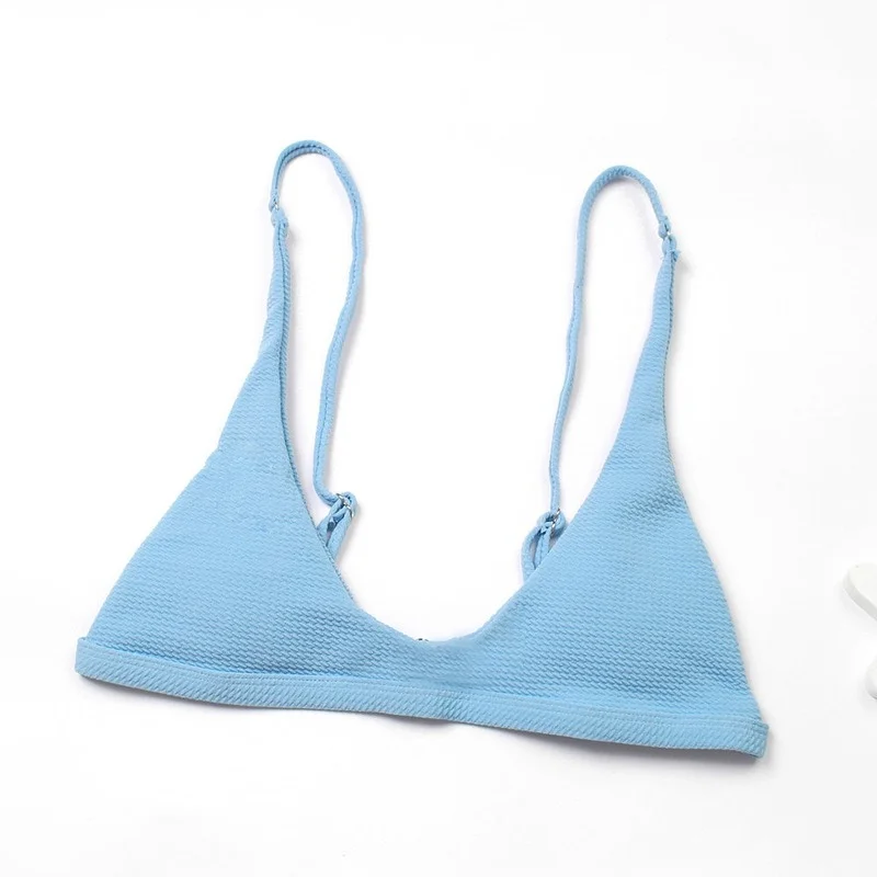 

2021 New Swimsuit Sexy Pure Color Bikini Split Female 2 Piece Sets Wire Free Polyester