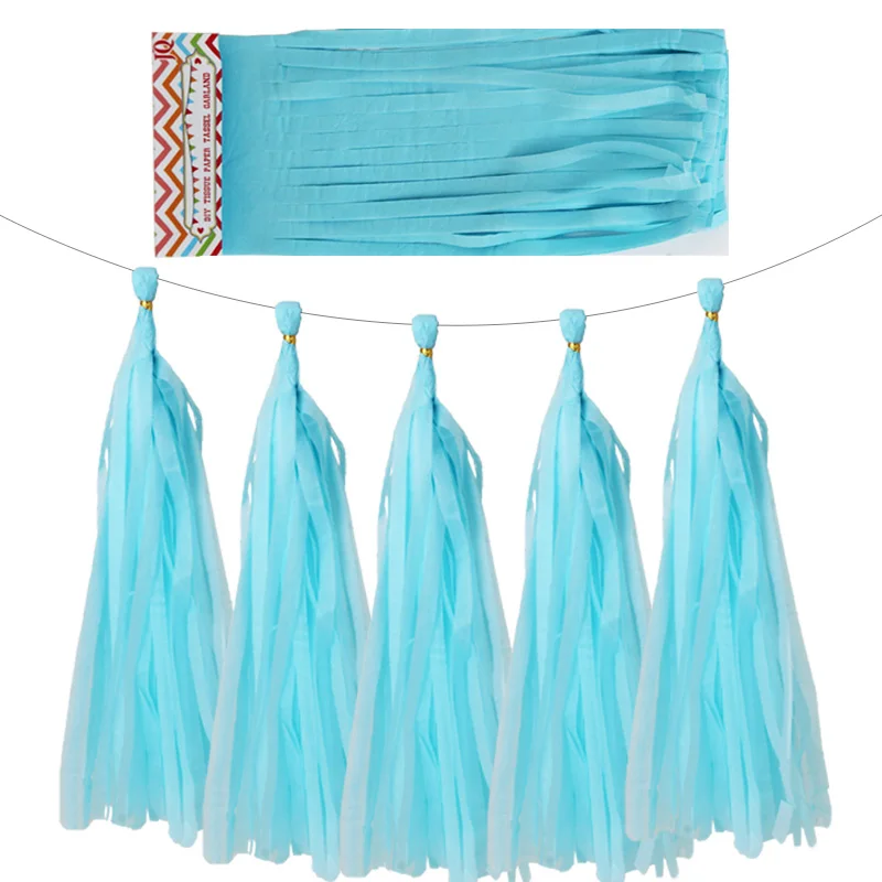 Light Blue 25 шт./лот = 5 сумки 14 ''тонкая глянцевая бумага Фольга лента-гирлянда из белого золота 22 Цвета на свадьбу, день рождения, детский душ вечерние украшения - Цвет: Light Blue