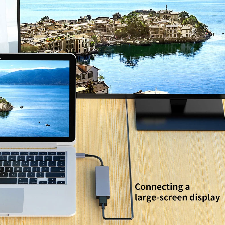 

CABLETIME Type C HUB to 4K HDMI USB3.0 Data SD TF Fast Reading Sliver Adapter for PC Matebooke X Macbook Air Multi HUB C300