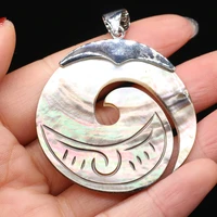 natural shell round mother of pearl shell pendant white black shell for earring necklace jewelry making diy women gift 50x50mm