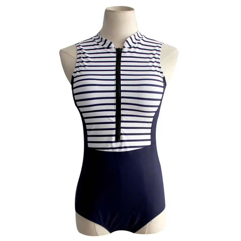 Женский слитный купальник без рукавов с принтом в полоску | Спорт и развлечения
