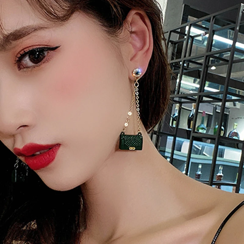 

Creative design red bag style tassel earrings for women fashion jewelry trend unique statement earrings party jewelry gifts