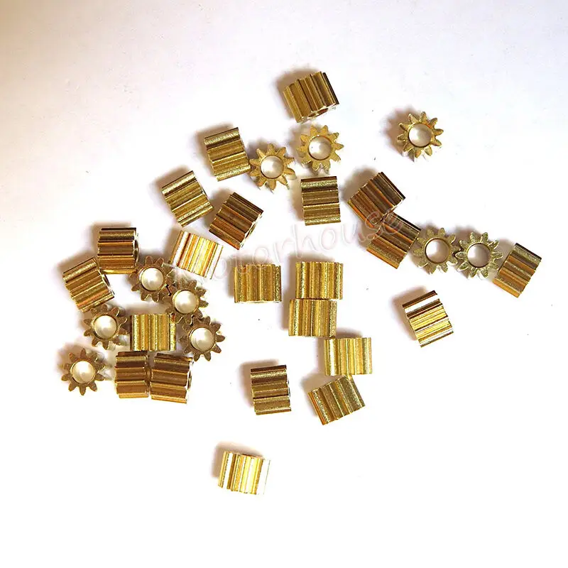 

1PC Main Spindle Metal Brass Copper Gear Adapt To 1.5mm/ 2mm/ 2.3mm/ 3.175mm Shaft Diameter 10 Teeth 0.5 Modulus