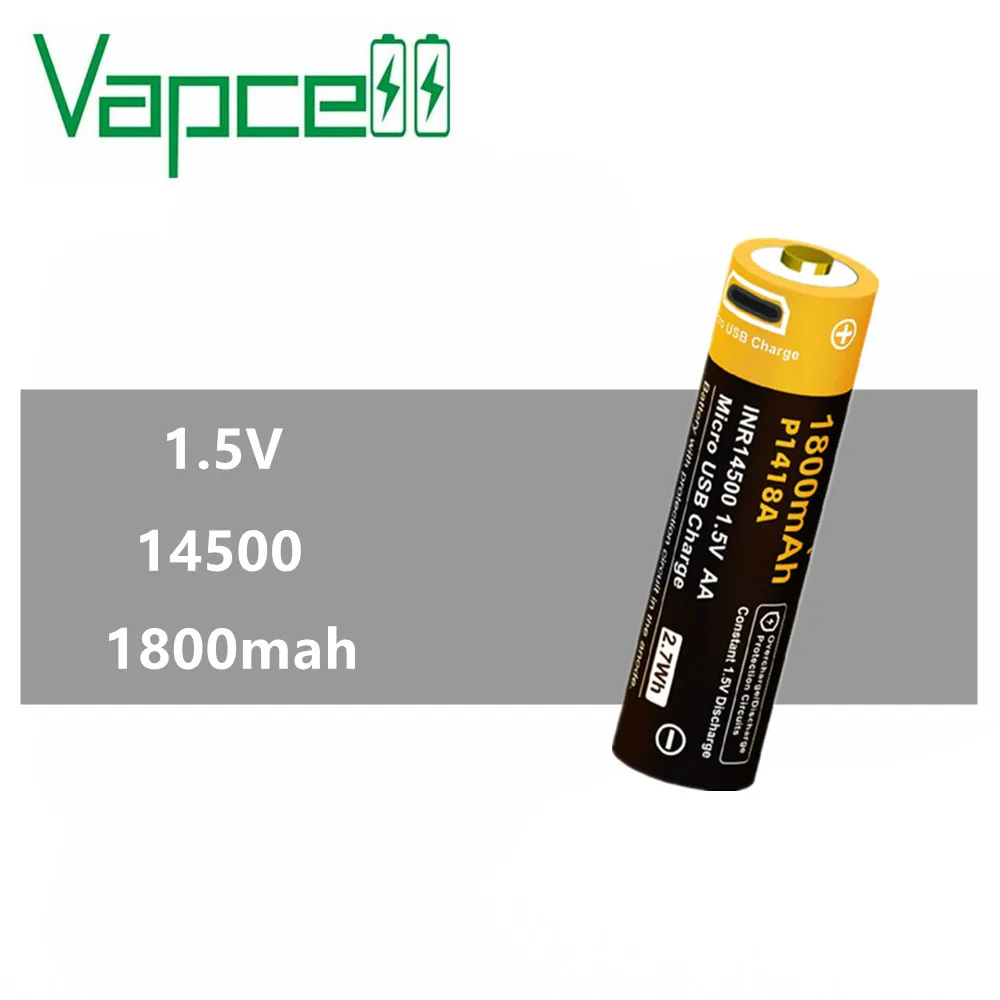 Оригинальная Аккумуляторная Батарея Vapcell 14500 AA 1 5 в 1800 мА · ч шт. USB перезаряжаемые