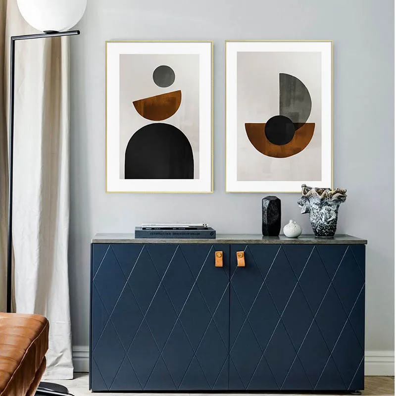 Абстрактная Картина на холсте винтажный черный белый постер скандинавский