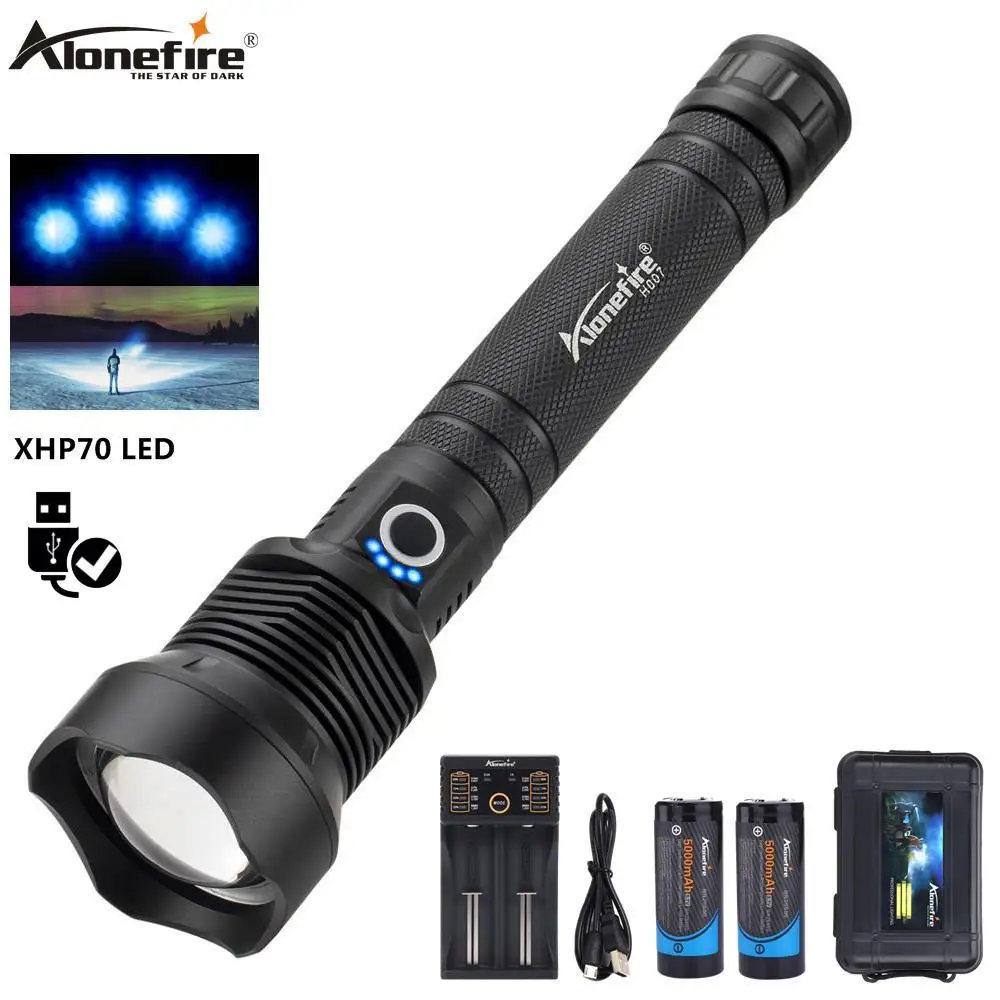 AloneFire H007 50000 люмен лампа xhp70.2 самый мощный фонарик usb Zoom СВЕТОДИОДНЫЙ Фонарь xhp70