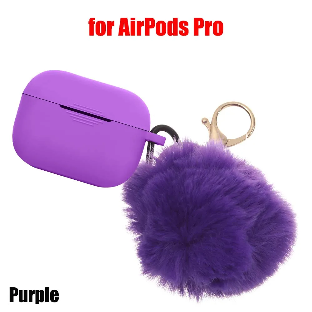 Модный защитный чехол для Air Pods 1/2, чехол для наушников, силиконовый чехол с защитой от падения, милый меховой шарик, брелок для Airpods/Airpods Pro - Цвет: Z for AirPods Pro