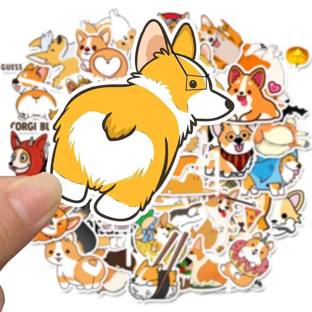 50pcs Cartoon corgi dog stickers DIY Graffiti Waterproof Decal Laptop Motorcycle Luggage Snowboard Car Sticker | Игрушки и хобби