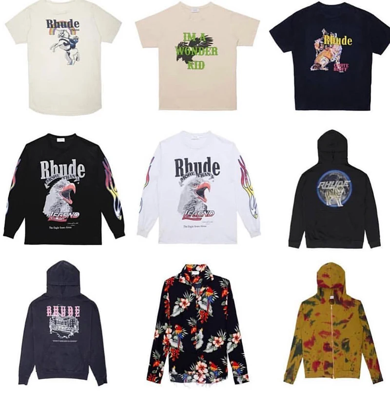 Хип-хоп RHUDE x Maxfield ля оверсайз Толстовка Для мужчин Для женщин 1:1 высокое качество RHUDE x Maxfield Толстовка LA RHUDE черный, белый цвет с капюшоном