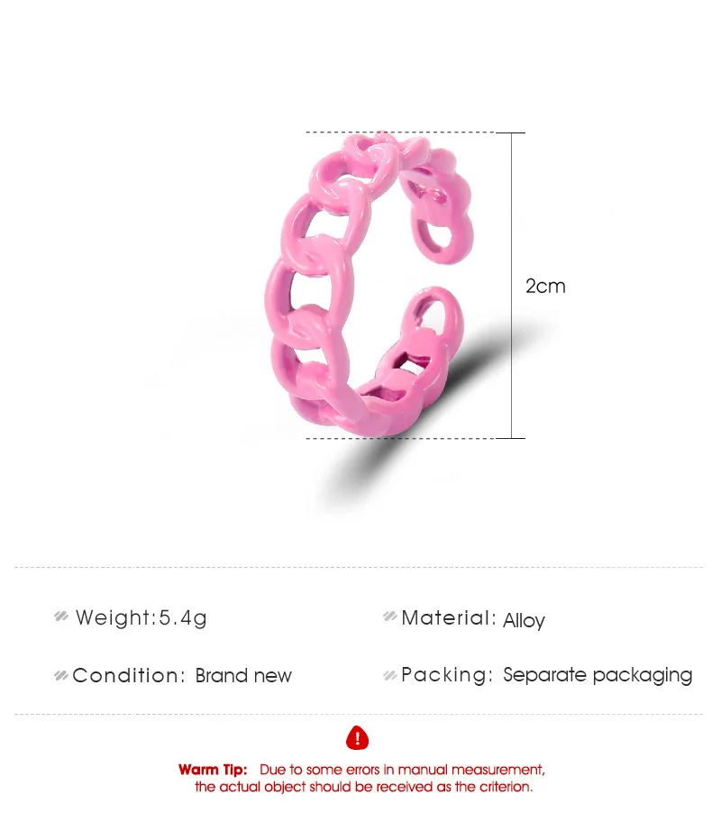 

ZYZQ Vintage Candy Colors Alloy Chain Rings For Women Retro Adjustable Opening Ring Wholesale Lots&Bulk Female Rings