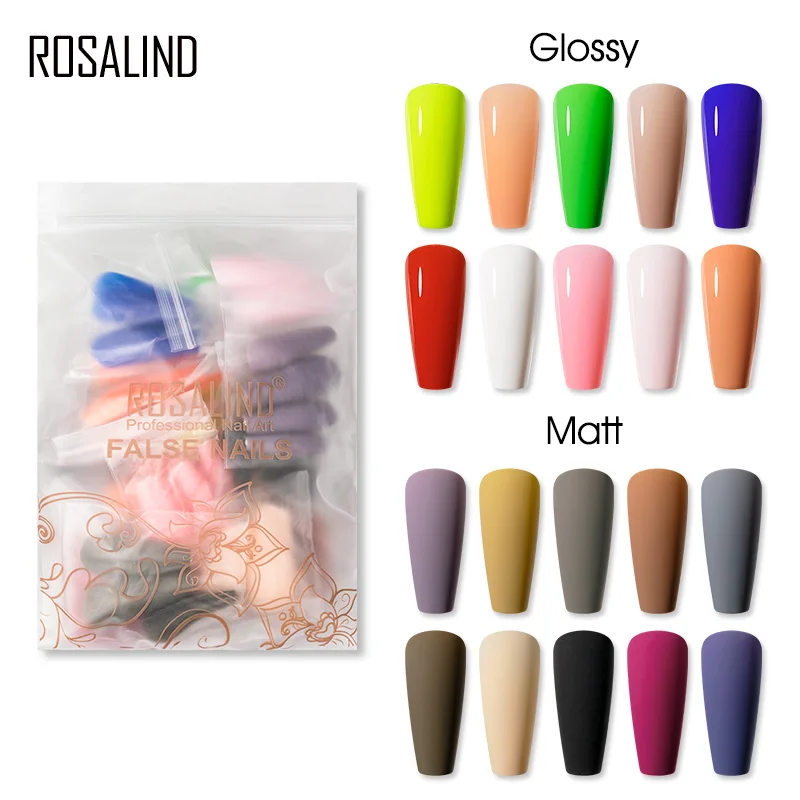 

Накладные ногти ROSALIND с полным покрытием, 100/200 шт., красочные, чистые, ультрагибкие, из АБС-пластика для наращивания ногтей, для женщин, дизайн ...