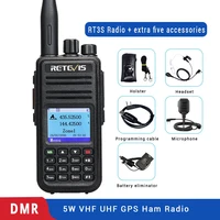 dual band dmr radio digital walkie talkie retevis rt3s gps dcdm tdma ham radio station recording transceiver accessories