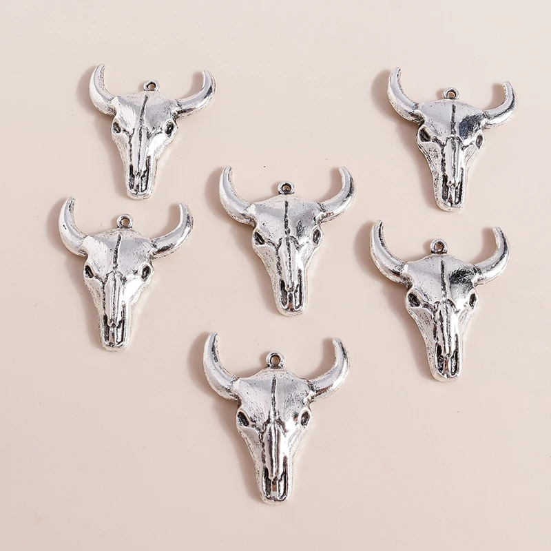 

5pcs 29*32mm Charms Pendants Bull Charms for Jewelry Making Accessories Animal Cow Head Necklaces Earrings Jewelry Findings