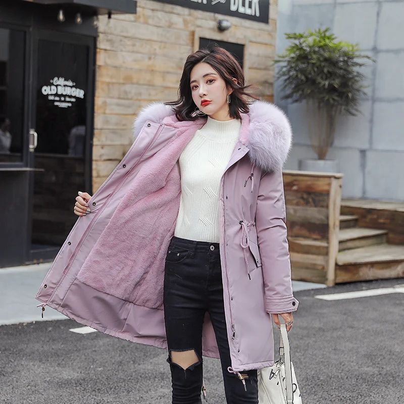 

Jacket Fox Female Faux Winter Jackets Fake Fur Coat Outerwear Warm Parka Women Veste Femme YY1292