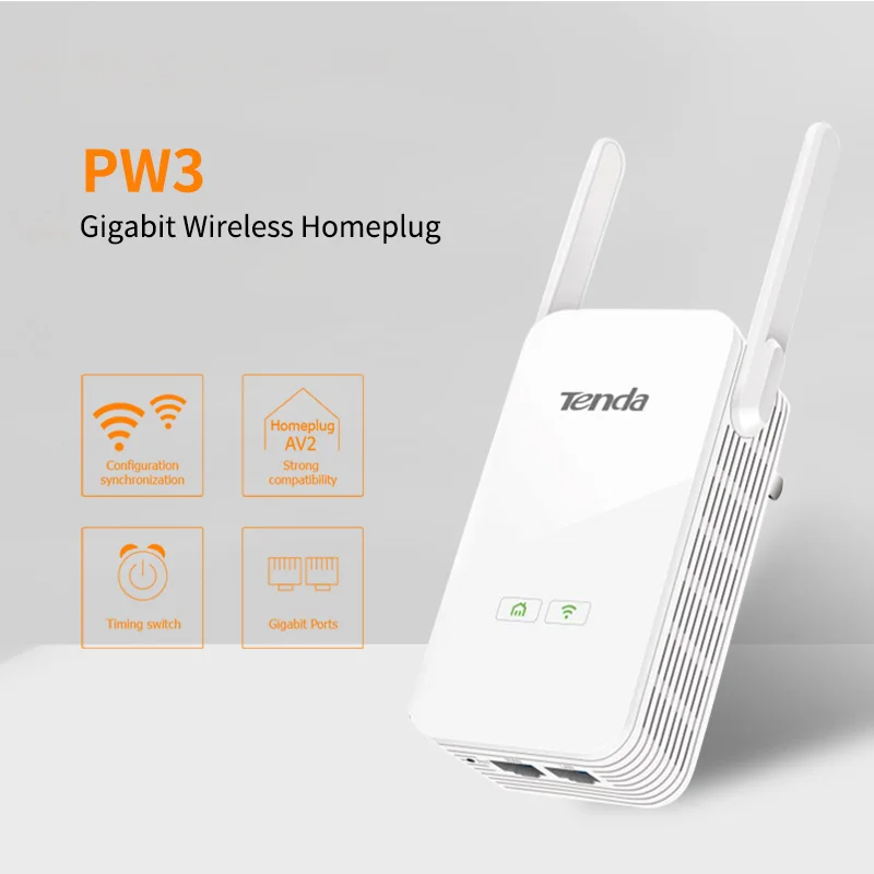 Tenda PW3 1000 Мбит/с беспроводной адаптер Powerline PLC Ethernet Wifi удлинитель совместим с PH3/PH15 Plug and Play Homeplug AV2|Сетевые