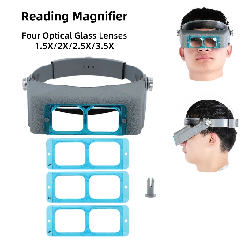Увеличительное стекло для чтения с повязкой на голову 4 регулируемые оптические