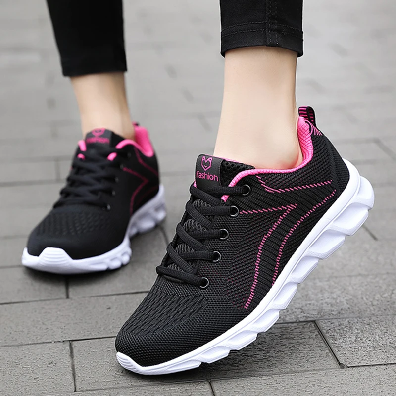 

2021 Shoes Women Mesh Breathable Platform Women Sneakers Lace-Up Women Shoes Casual Walking White Ladies Shoes Tenis Feminino