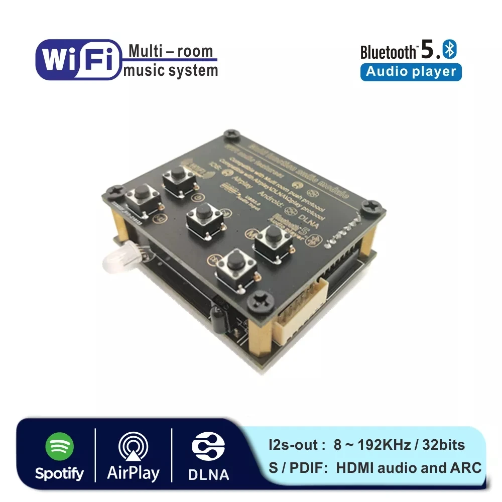 Ghtech WB05 Amp WiFi и Bluetooth 5 0 аудио приемник модуль I2S аналоговый ESS9023 выход звуковой