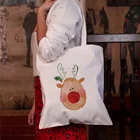 Новинка 2021, трендовая сумка на плечо с рождественским мультяшным принтом, Холщовая Сумка в стиле Харадзюку, простая модная сумка, повседневные белые сумки для девушек