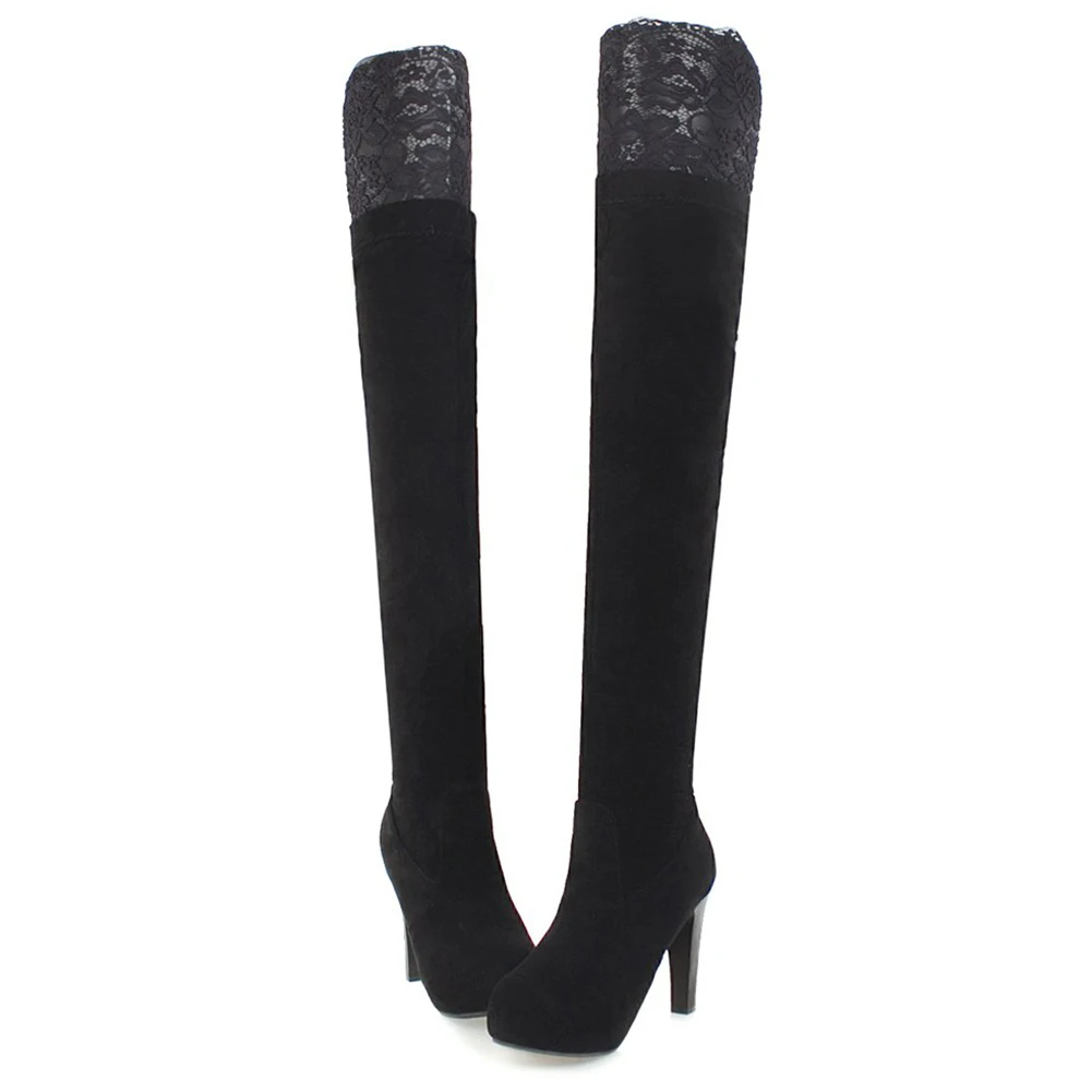 

Sarairis 2020 Fashion New Big Size 43 over-the-Knee Boots Woman Shoes High Heels Spring Autumn Lace Platform Boots Female