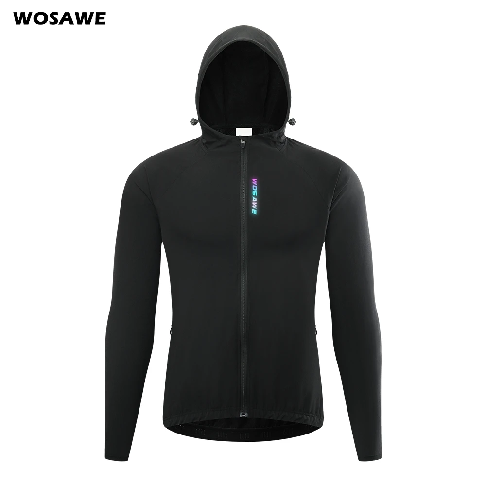 Светоотражающая ветрозащитная Мужская велосипедная куртка с капюшоном