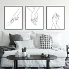 Nordic рука об руку со штриховыми рисунками; Забавная эскиз пара руки Плакат Картина на холсте для стены рисунок Плакаты принты украшения для гостиной