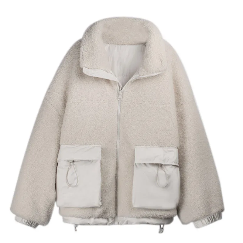 

female jacket autumn/winter two sides in the new 2020 thickening imitation lambs wool short coat to keep warm coat