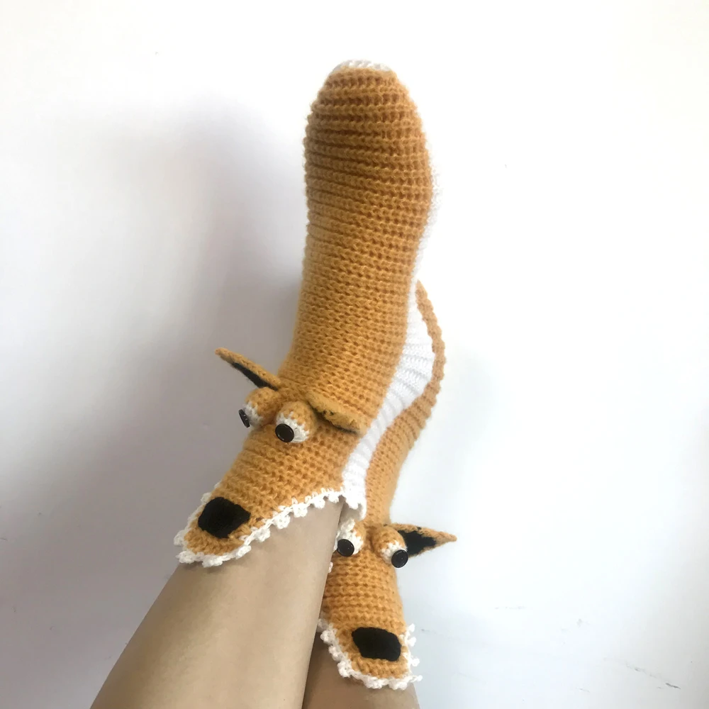 Ins-style winter Christmas cartoon yellow squirrel home warm knitted floor socks