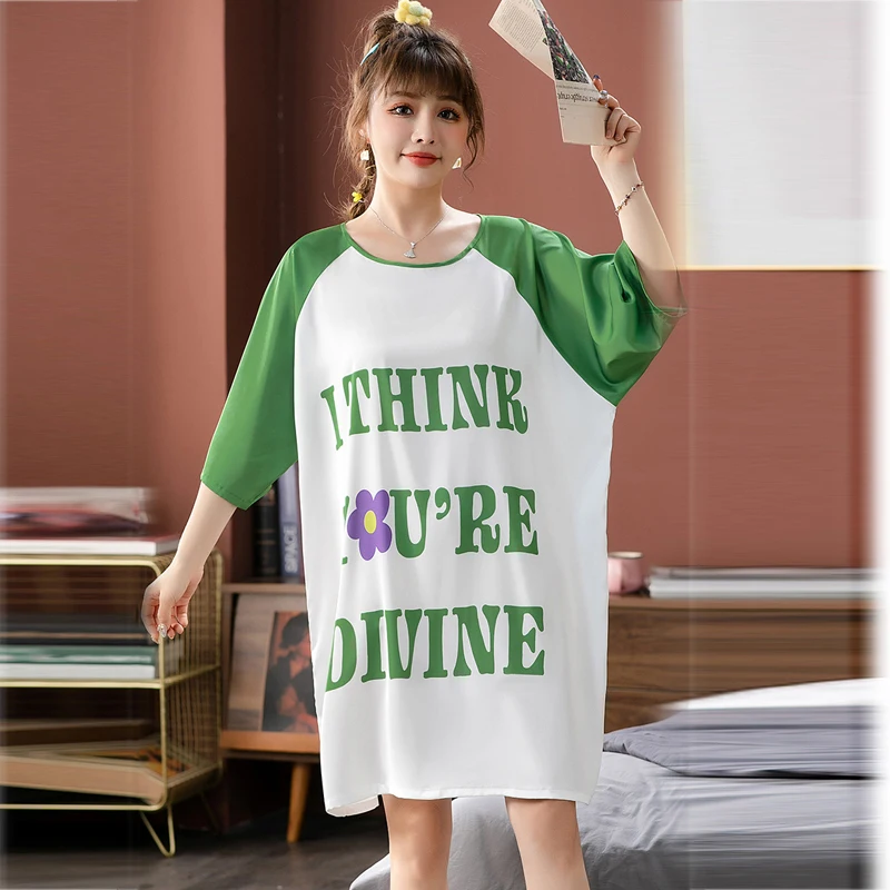 Roseheart Summer New Green Pink Luxury Fashion Sleepwear Faux Silk Loose Nightwear Sexy Mini Bathrobe Homewear Dress