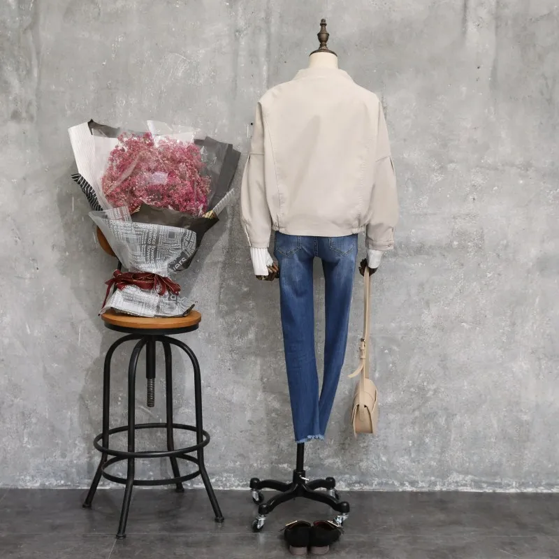 Весна и осень 2009 Новые корейские женские Короткие Куртки из искусственной кожи